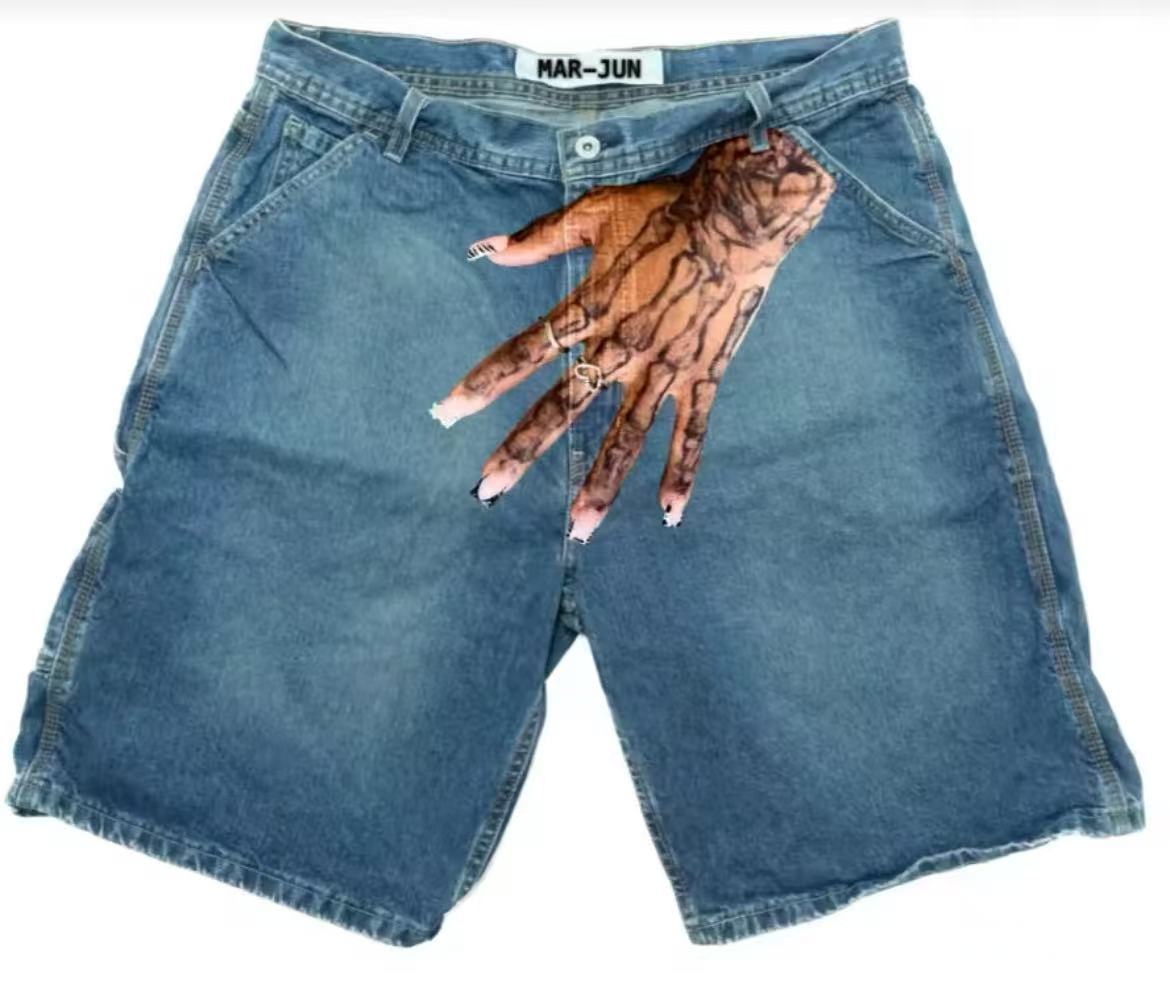Street Fashion Baggy - Y2K Baggy Denim Shorts vintage Finger
