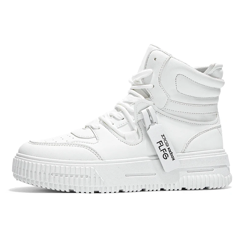 Street Fashion Essentials - Women's White High-Top Platform Sneakers |