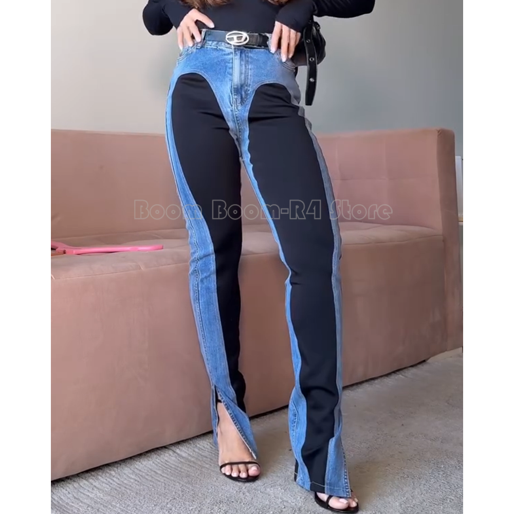 Y2K Contrast Paneled High-Wais - مراجعة Street Fashion Essentials وسعره