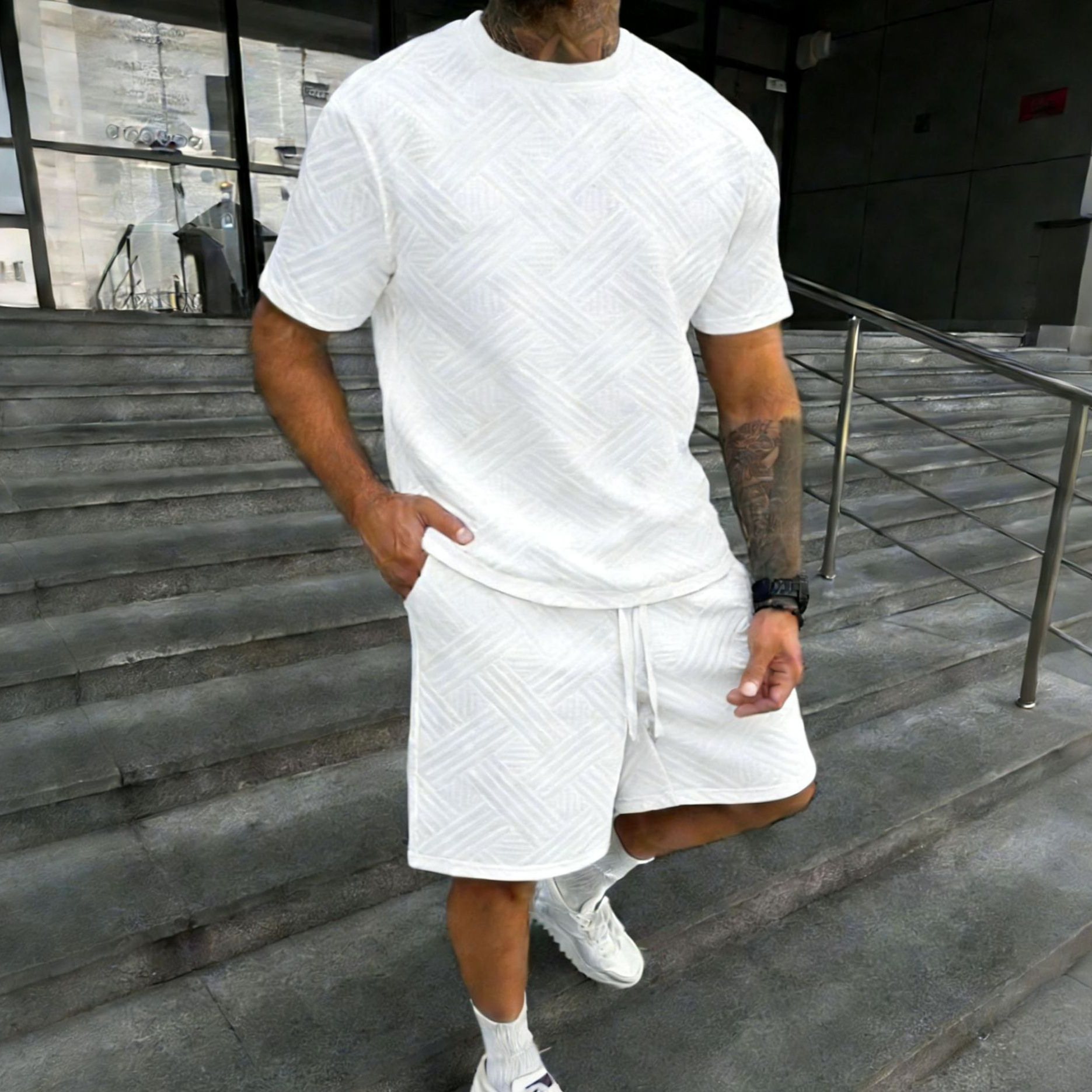 New men's summer jacquard shor - مراجعة Street Summer Fashion وسعره