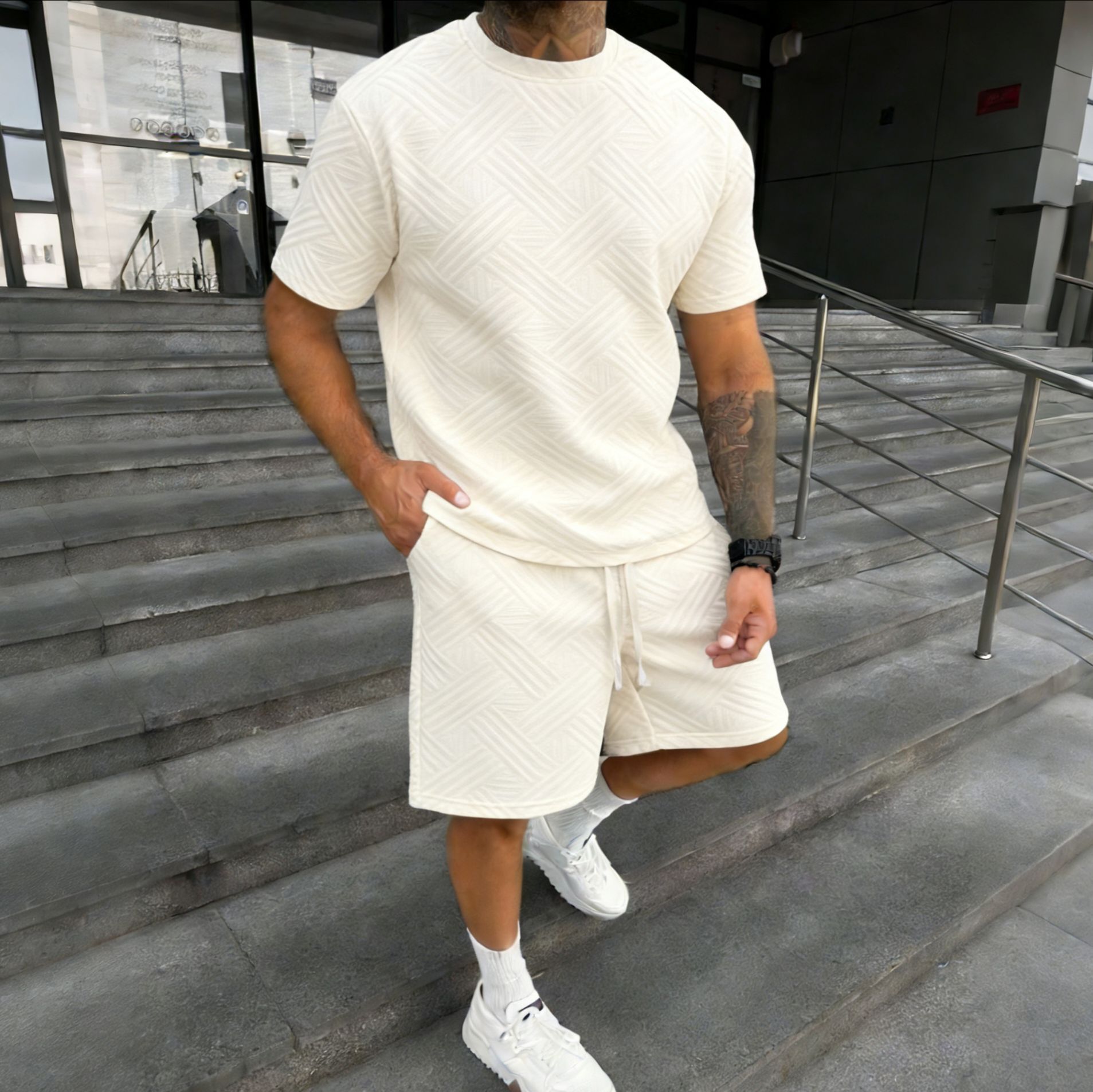 New men's summer jacquard shor - مراجعة Street Summer Fashion وسعره