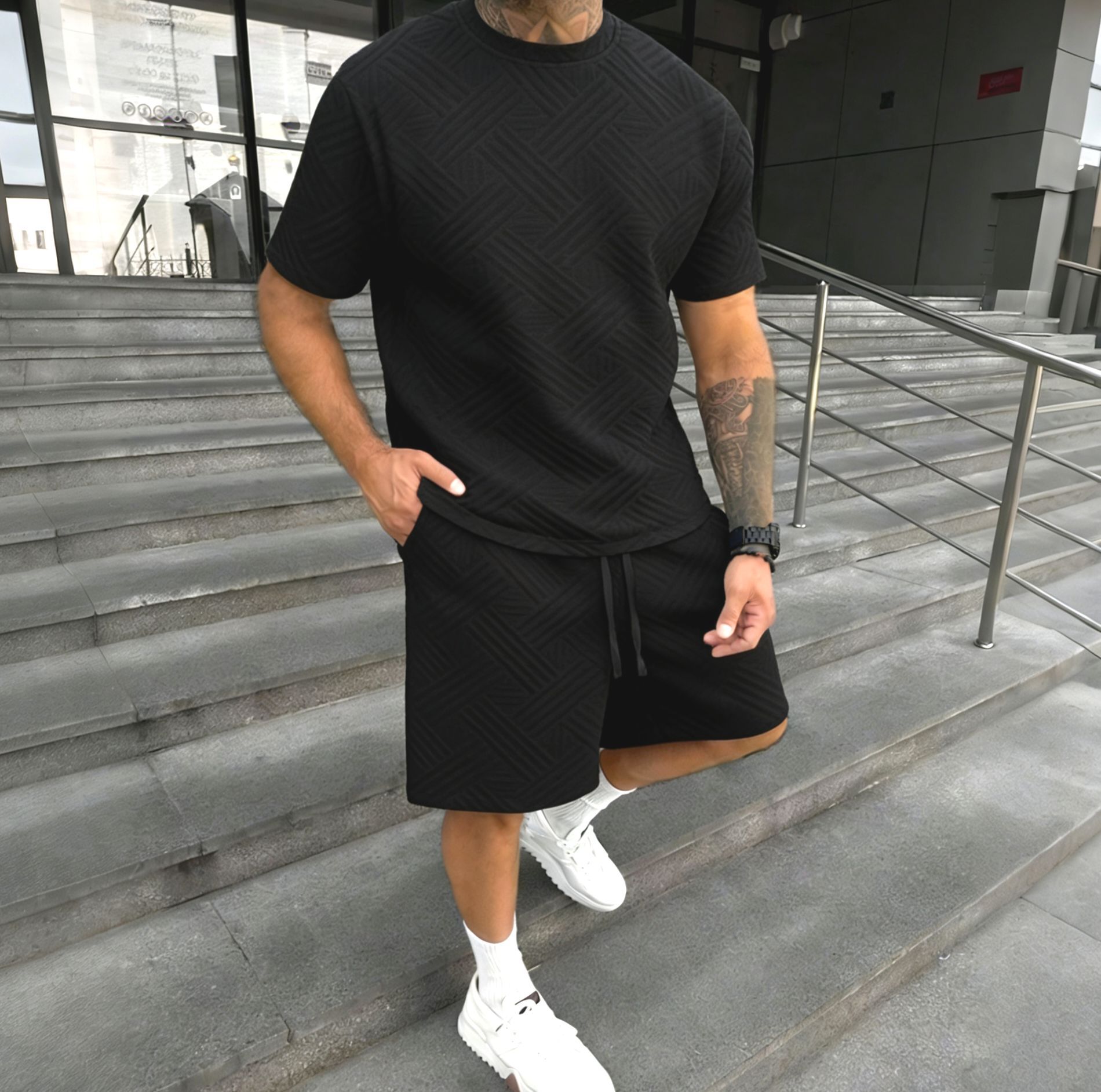 New men's summer jacquard shor - مراجعة Street Summer Fashion وسعره