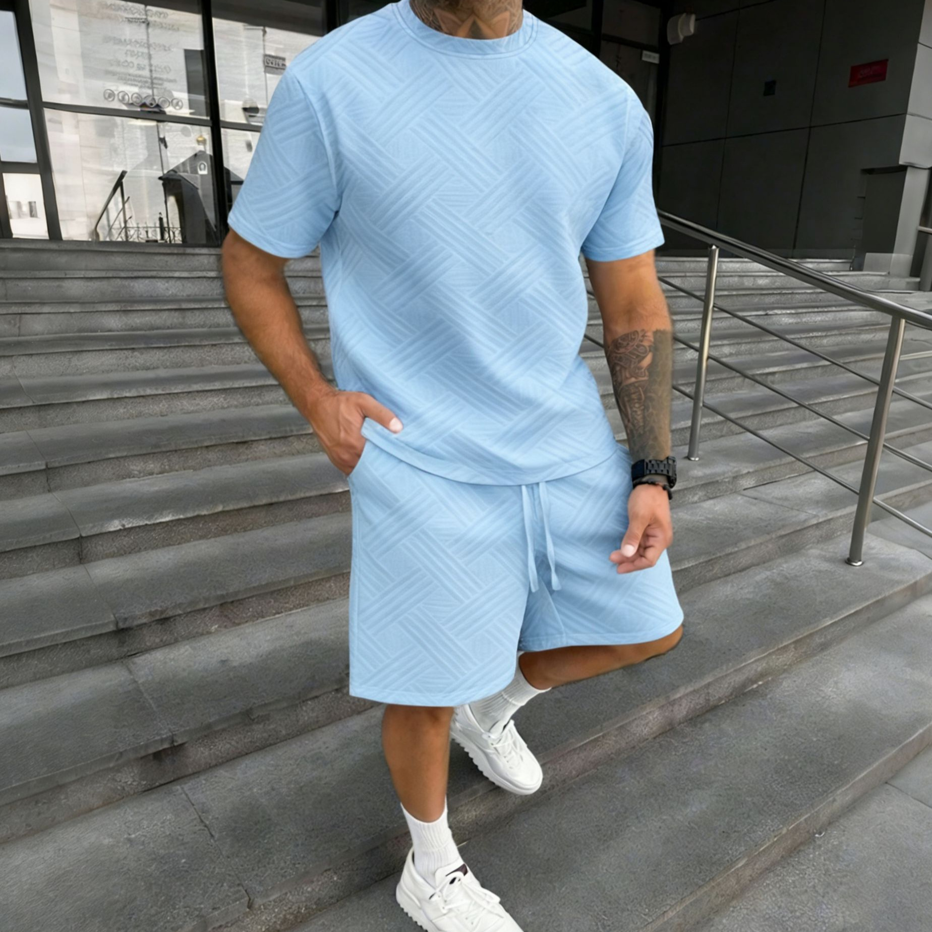 New men's summer jacquard shor - مراجعة Street Summer Fashion وسعره