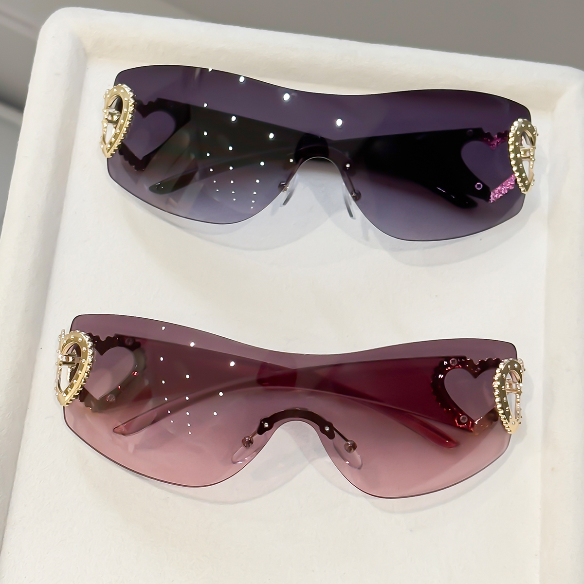 2pcs Y2K integrated frameless  - مراجعة Street Fashion Photography وسعره