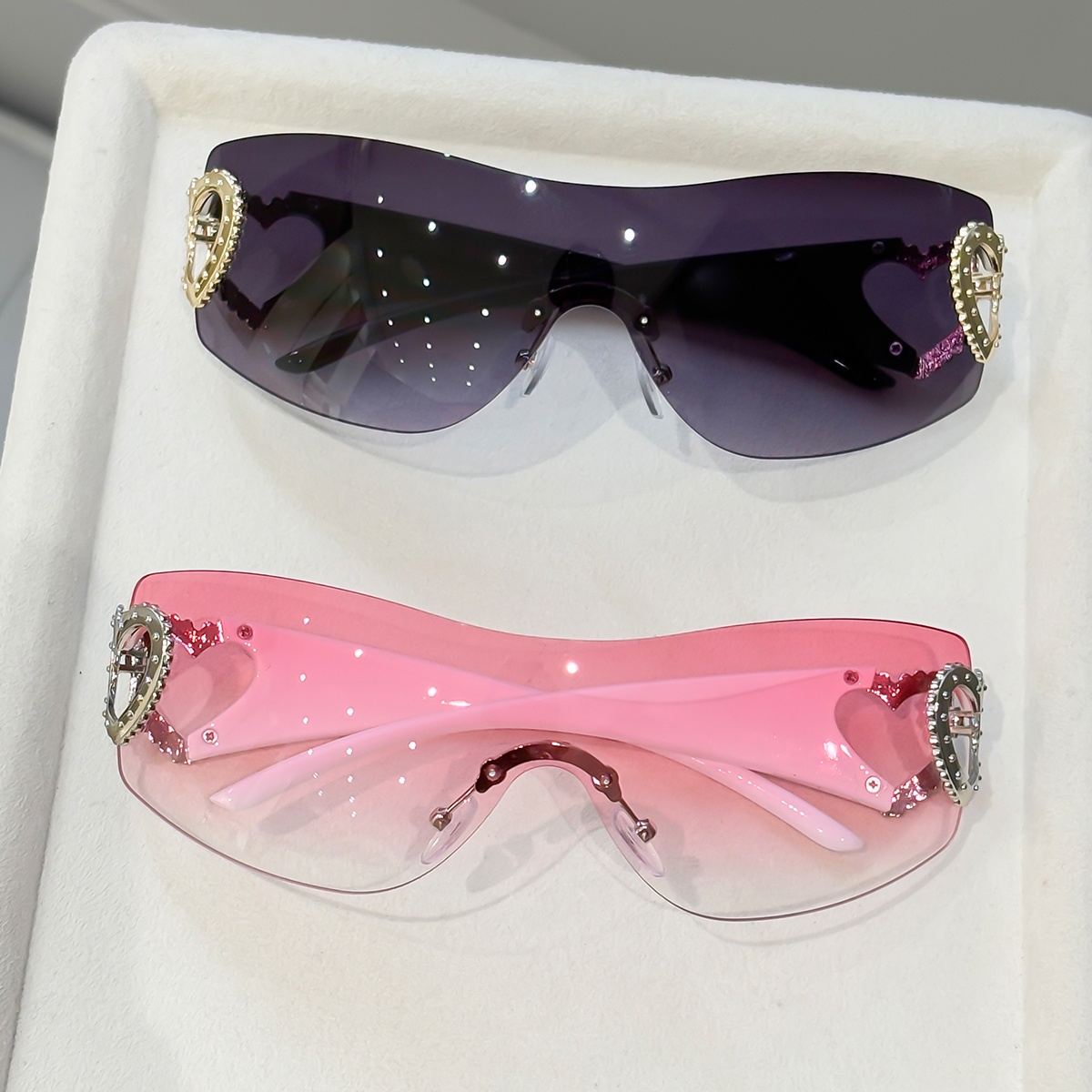 2pcs Y2K integrated frameless  - مراجعة Street Fashion Photography وسعره