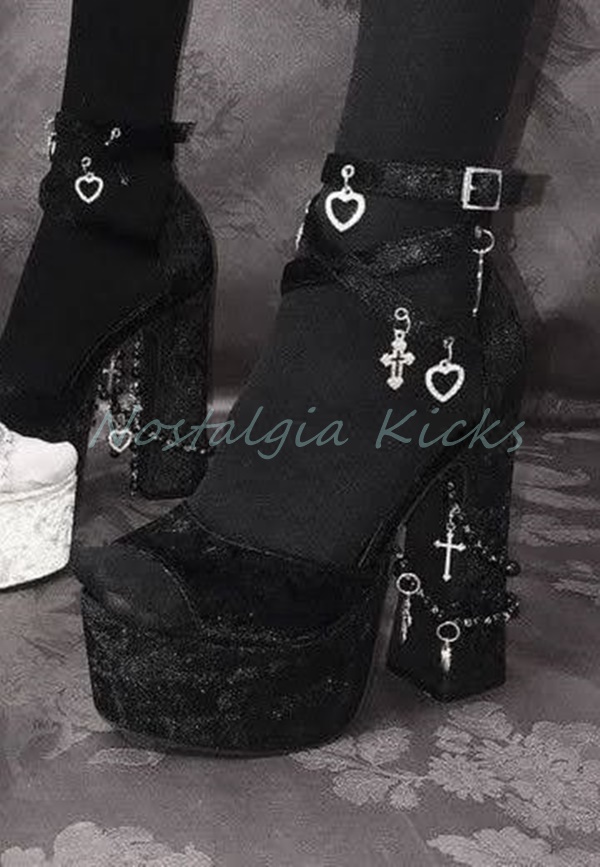 Gothic Black Velvet Platform H - مراجعة Street Fashion Clothes وسعره