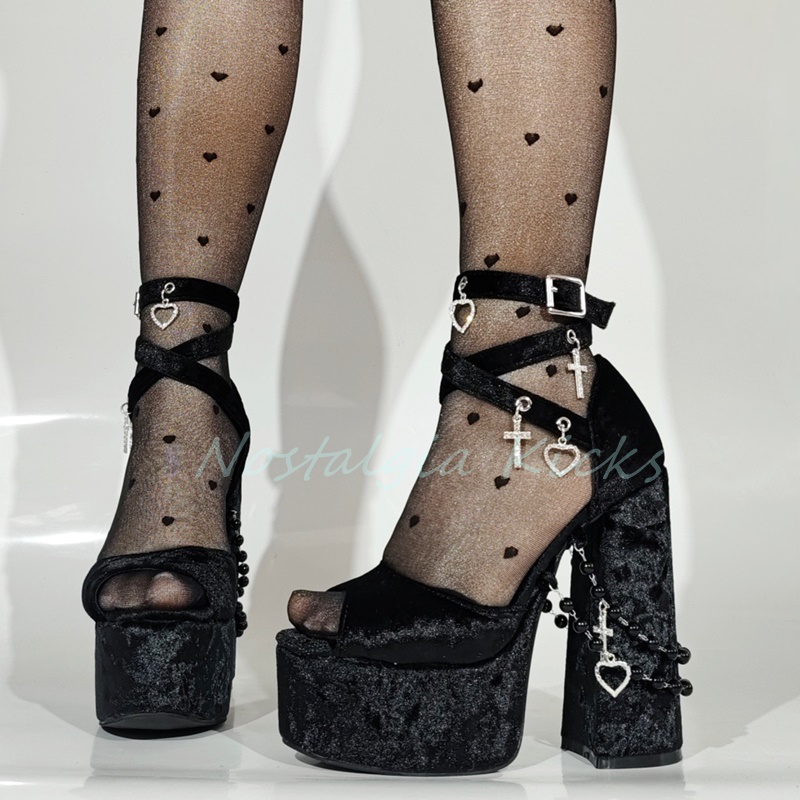 Gothic Black Velvet Platform H - مراجعة Street Fashion Clothes وسعره