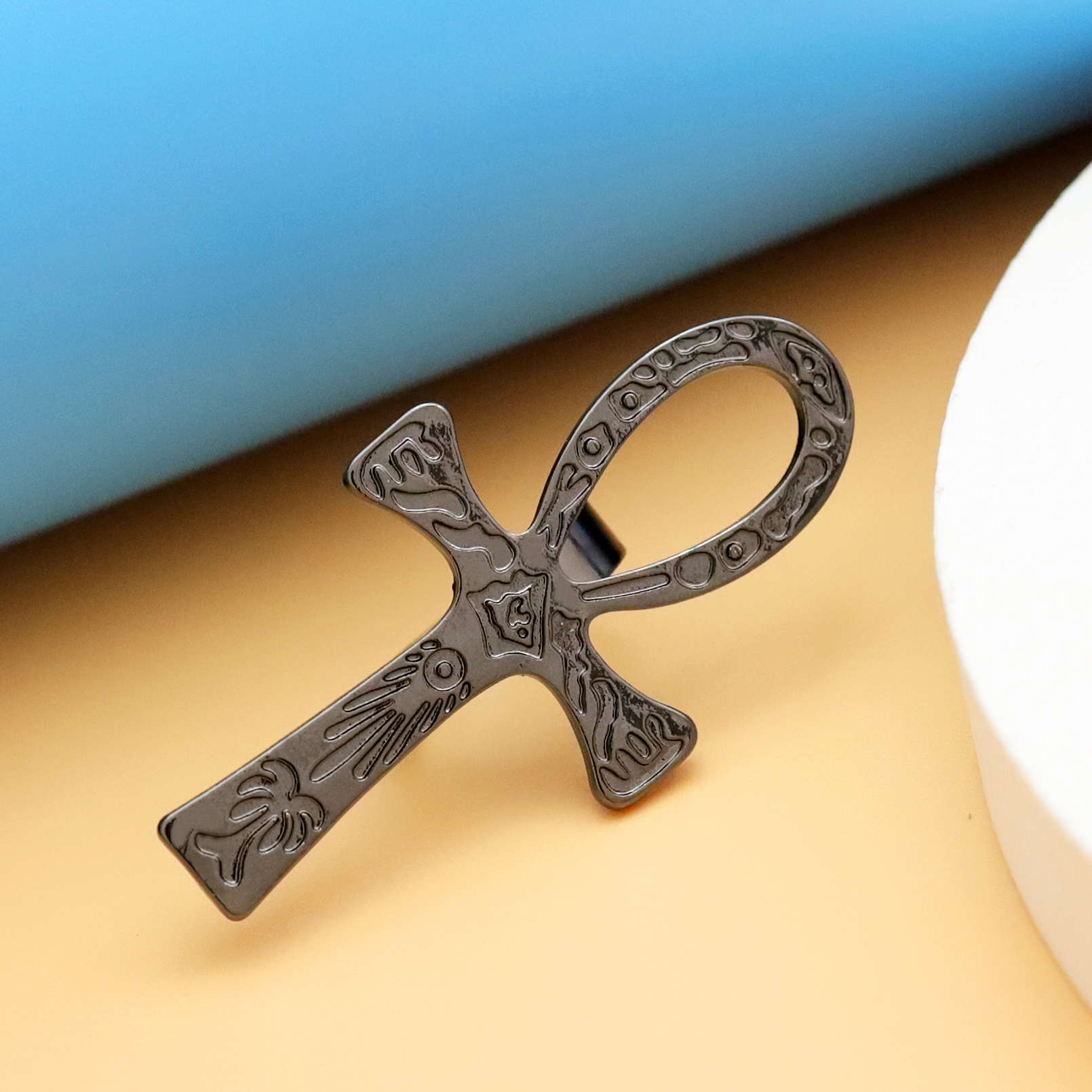 Black Ankh Cross Ring Tribal E - مراجعة Street Fashion Egypt وسعره