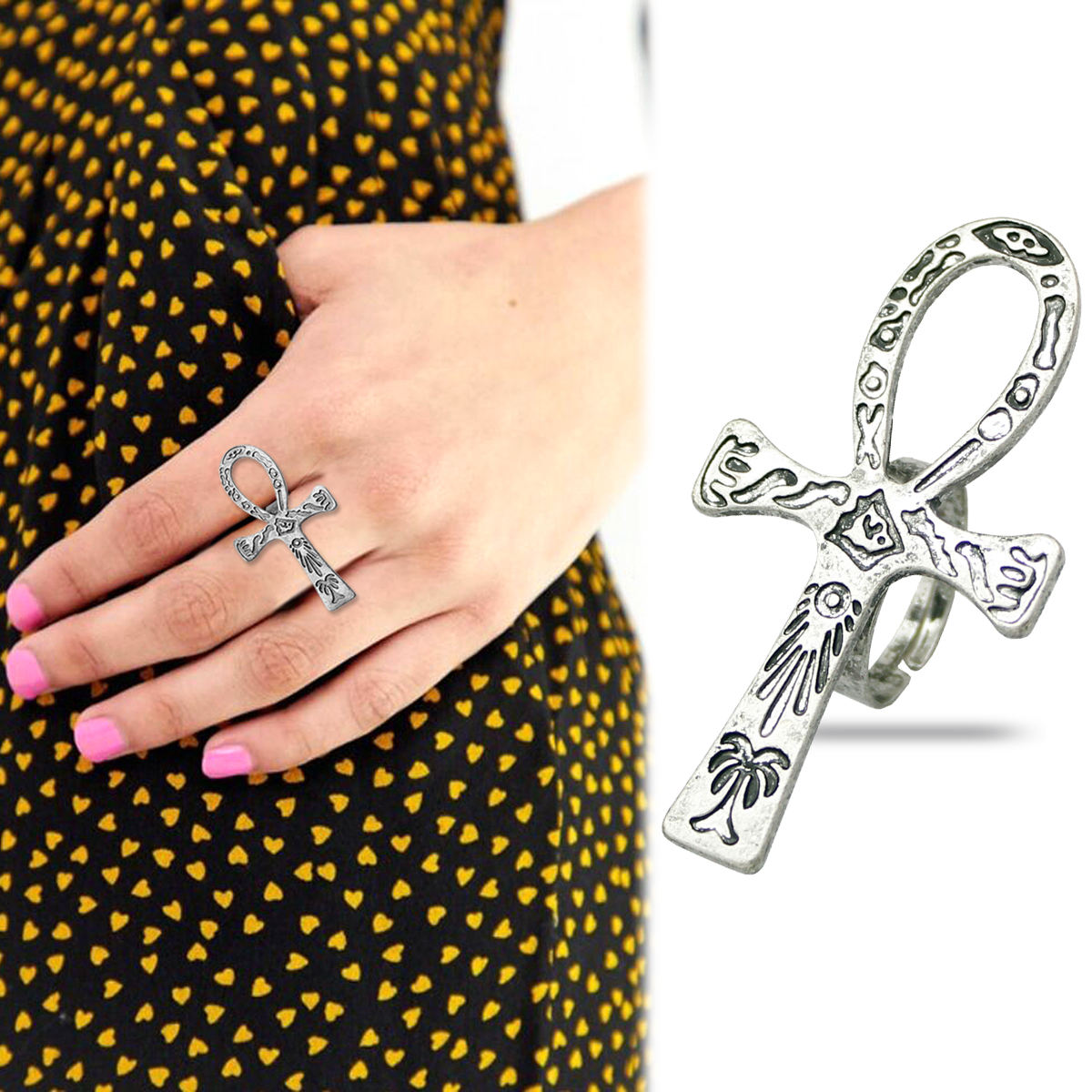 Black Ankh Cross Ring Tribal E - مراجعة Street Fashion Egypt وسعره
