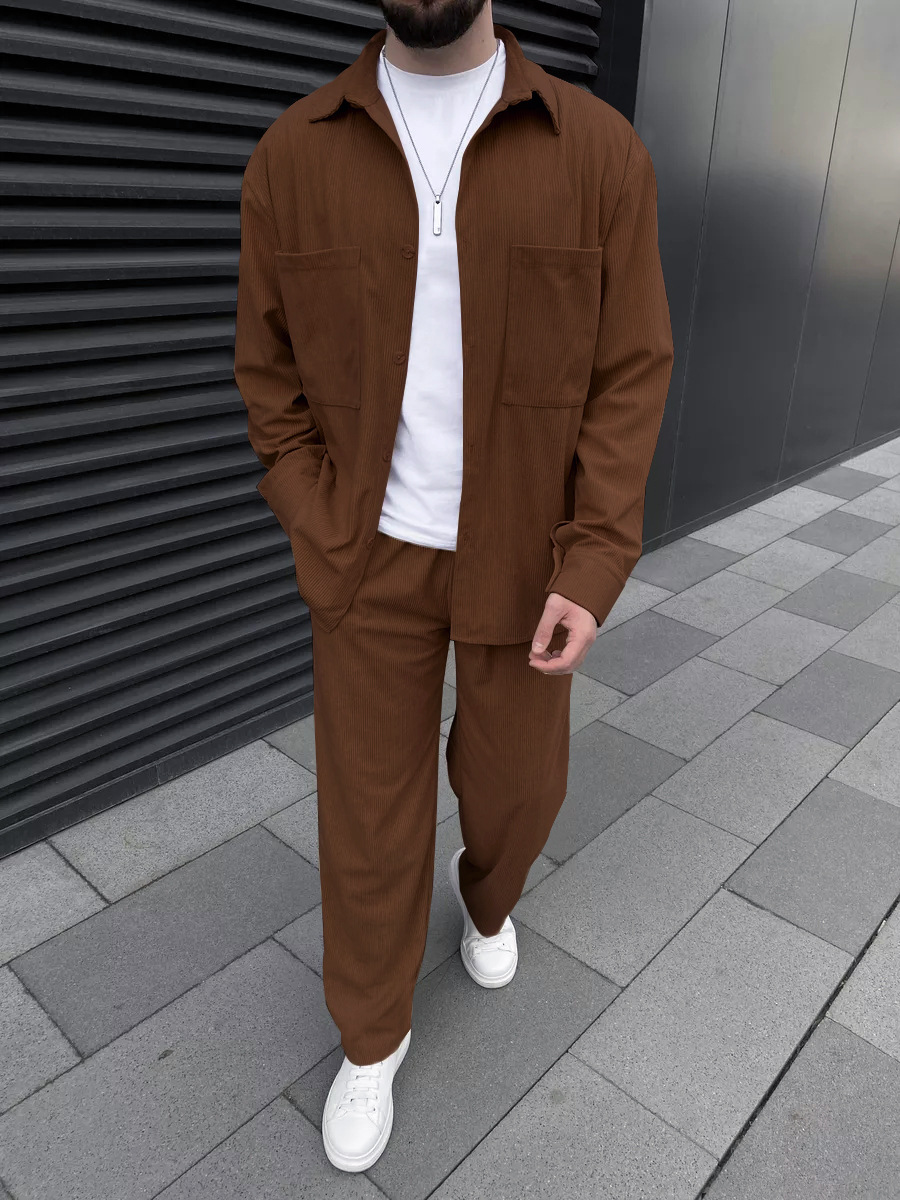 Men's corduroy two-piece outfi - مراجعة Street Fashion Clothes وسعره