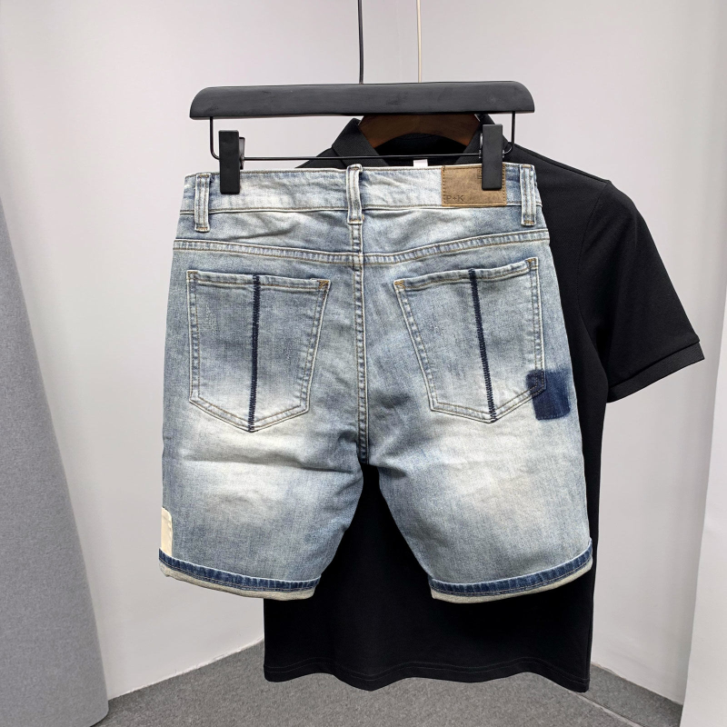 Straight Male Denim Shorts Rip - مراجعة Street Fashion Baggy وسعره