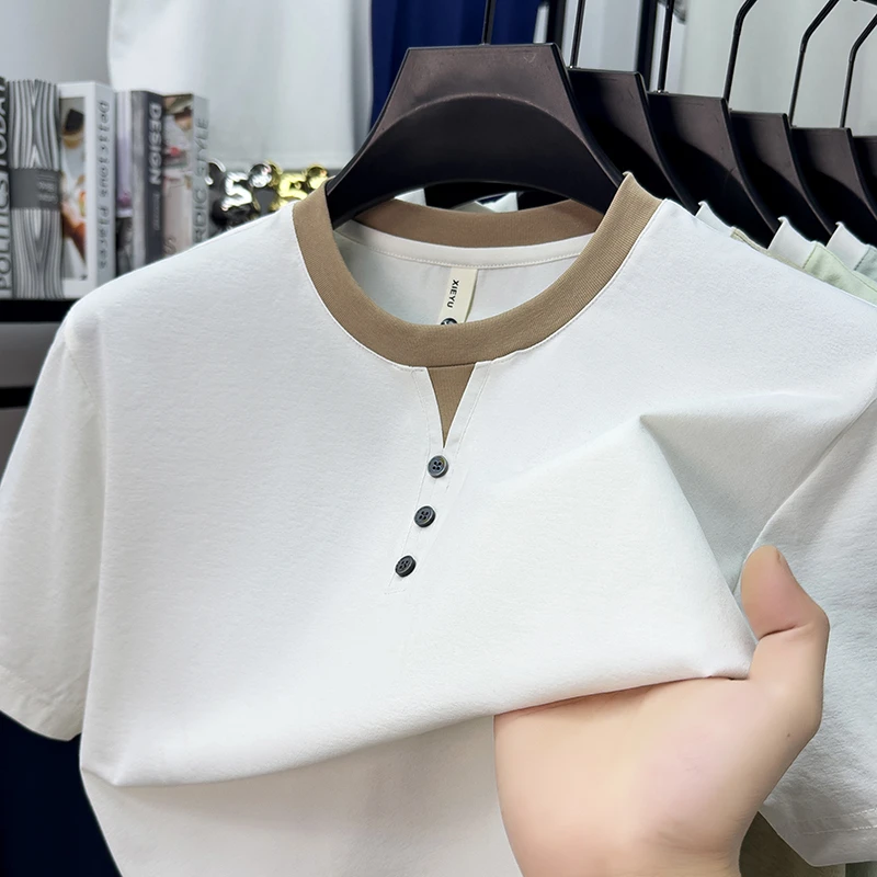 Mens Short Sleeve Henley Neck  - مراجعة Street Summer Fashion وسعره