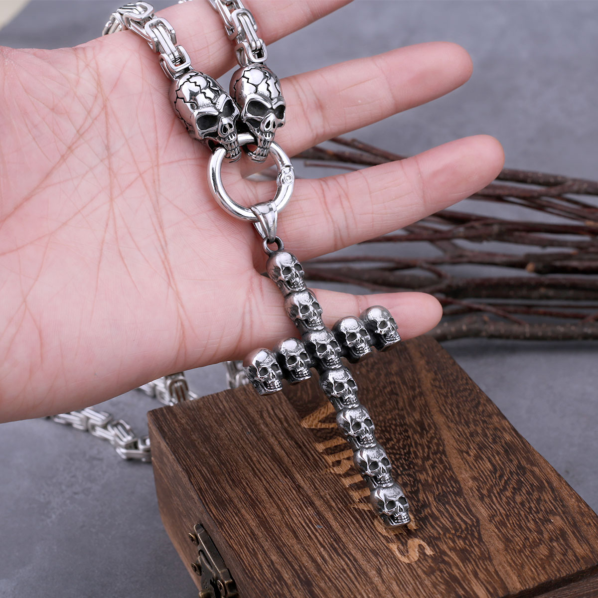 Stainless Steel Cross Skull Pe - مراجعة Street Fashion Mood وسعره