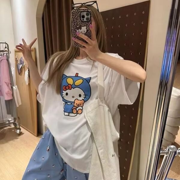 Short Sleeved Hello Kitty Prin - مراجعة Street Fashion Designers وسعره