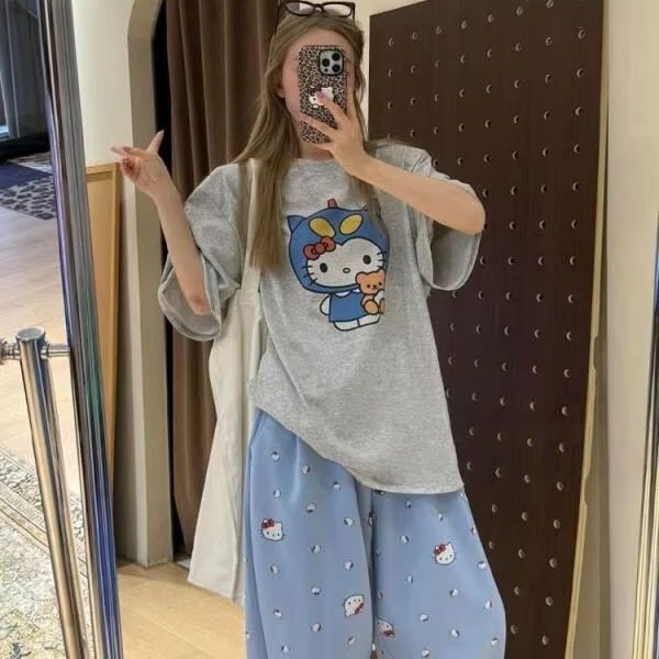 Short Sleeved Hello Kitty Prin - مراجعة Street Fashion Designers وسعره