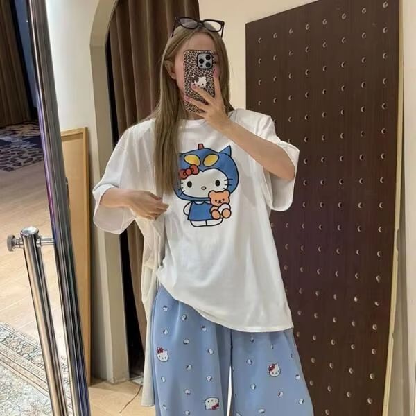 Short Sleeved Hello Kitty Prin - مراجعة Street Fashion Designers وسعره