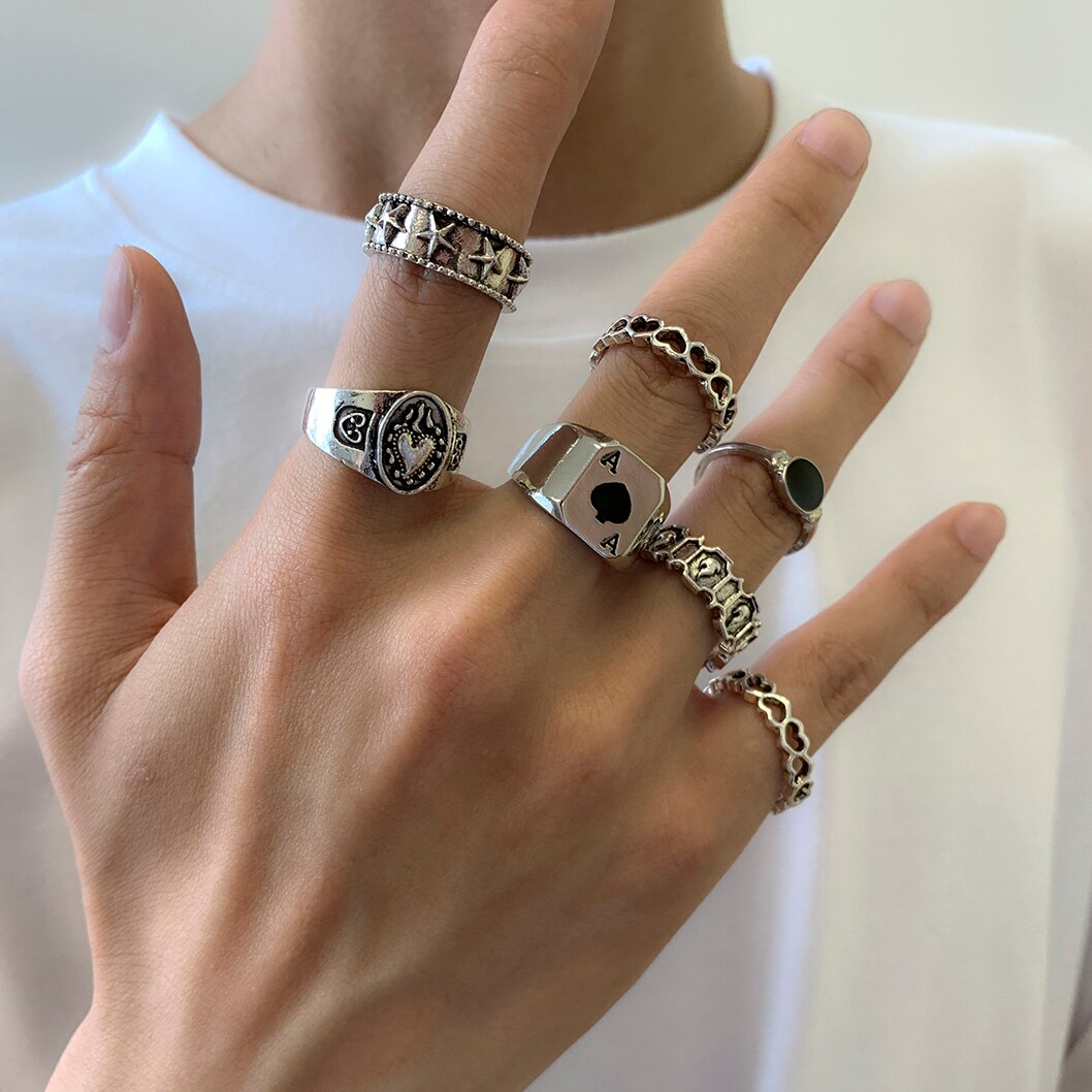 7Pcs/Set Goth Carved Heart Pok - مراجعة Street Fashion Mood وسعره