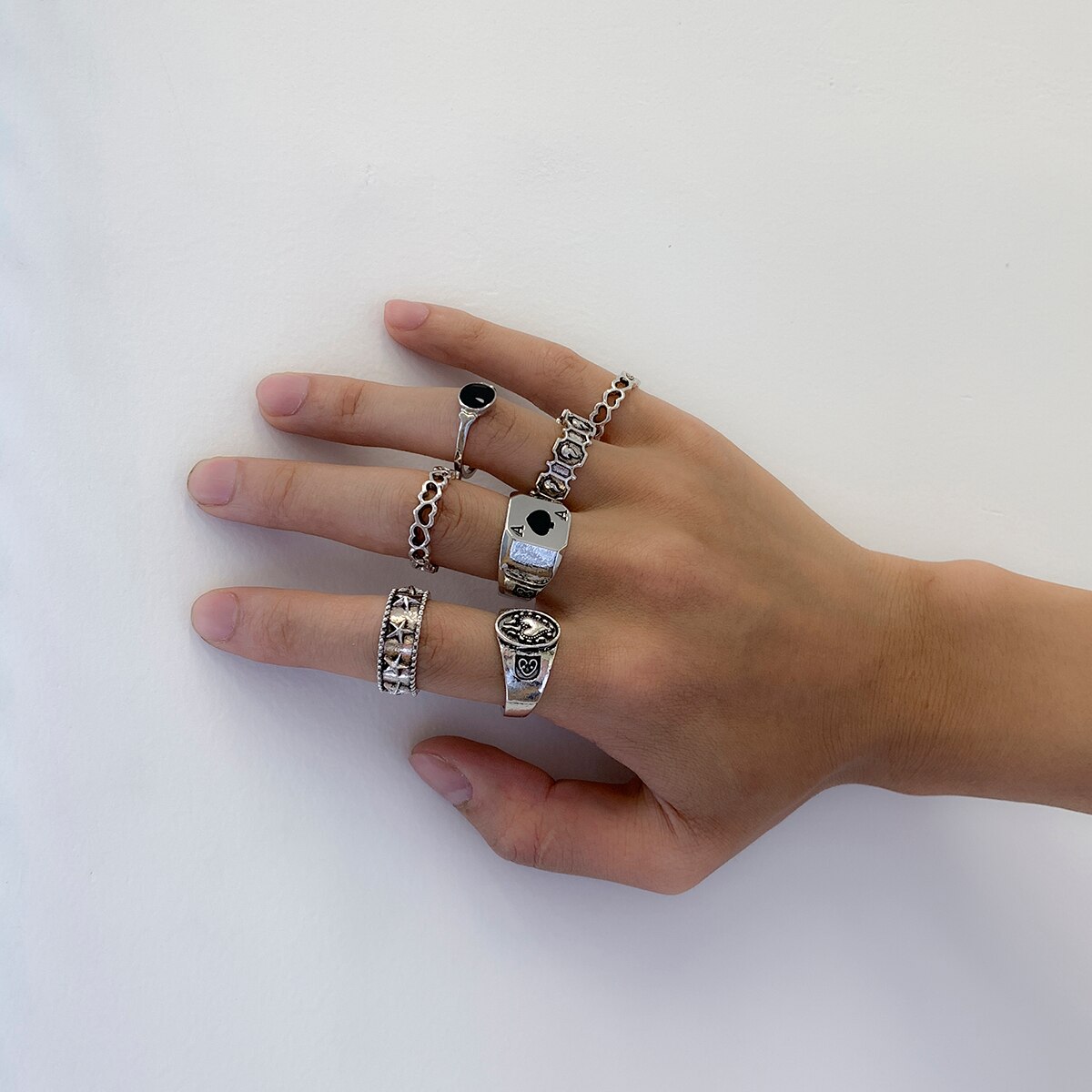 7Pcs/Set Goth Carved Heart Pok - مراجعة Street Fashion Mood وسعره