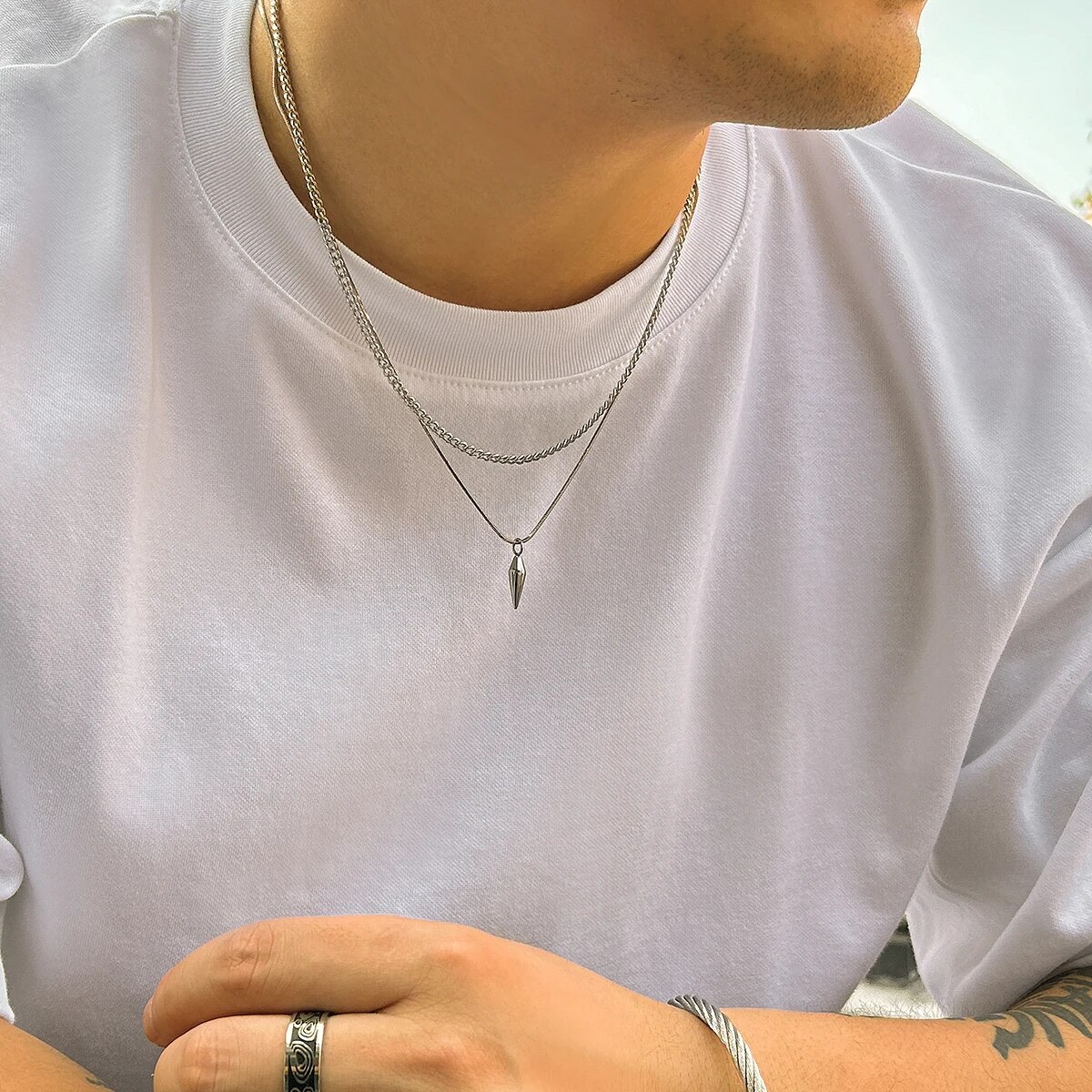 2Pcs/Set Trend Rivet Pendant N - مراجعة Street Fashion Mood وسعره