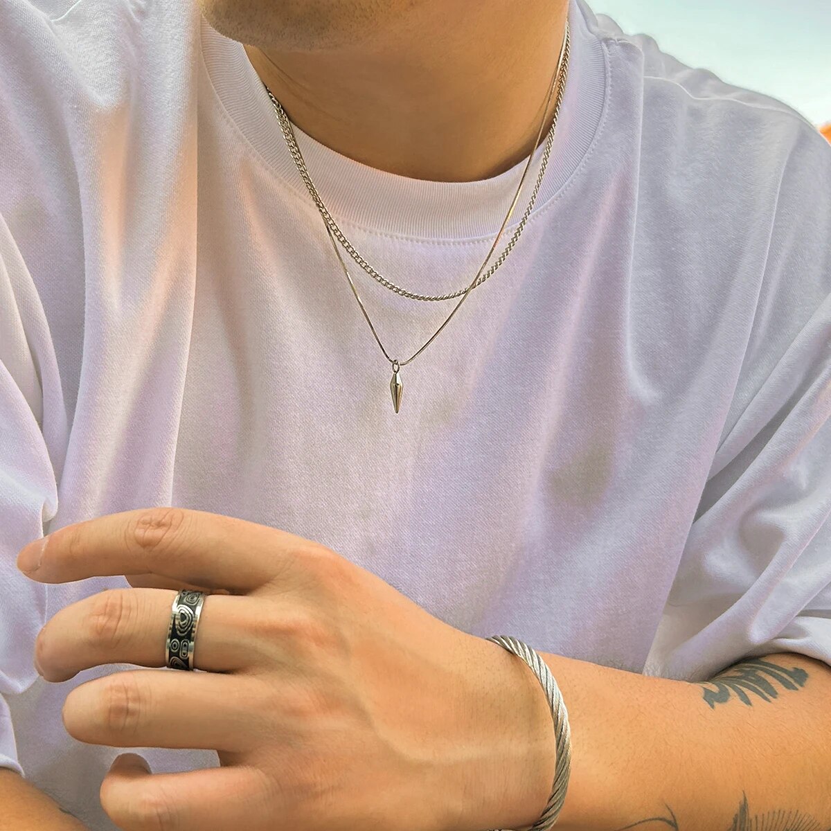 2Pcs/Set Trend Rivet Pendant N - مراجعة Street Fashion Mood وسعره